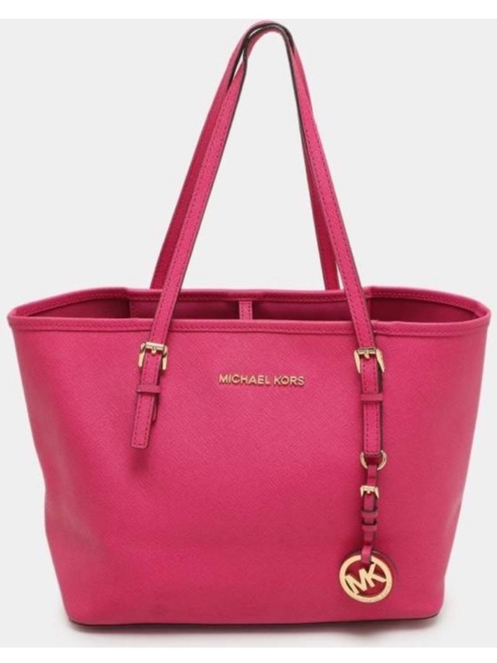 Michael Kors Handbags - Michael Kors Fuchsia Saffiano Leather Tote with Gold Hardware